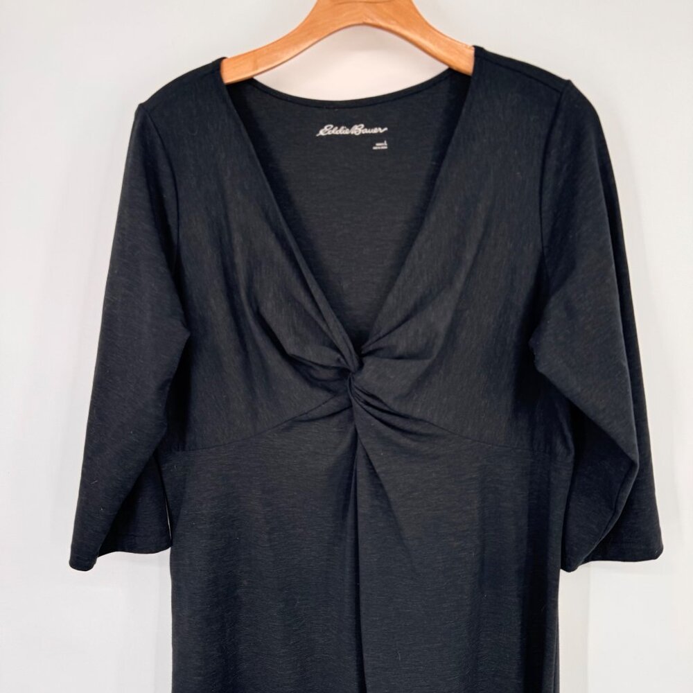 Eddie Bauer Womens gray Knot Frontknit  Dress size large L Polyester Wool Blend - Picture 6 of 12